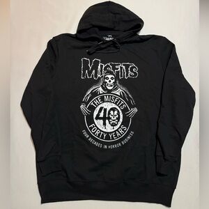 Unisex Misfits 40 Years Black Fleece Lined Graphic Hoodie
